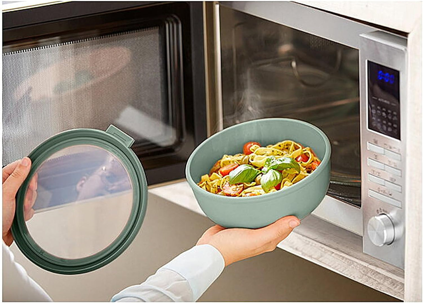 Mepal Cirqula 101oz Multi Food Storage Bowl - Nordic Blue with Transparent Lids, Microwave & Dishwasher Safe