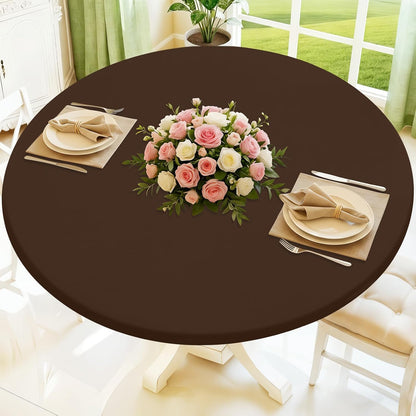 18"-24" Moosfor Round Spandex Tablecloth, Elastic Fitted Waterproof Tablecloths for Tables, Stretch Washable Picnic