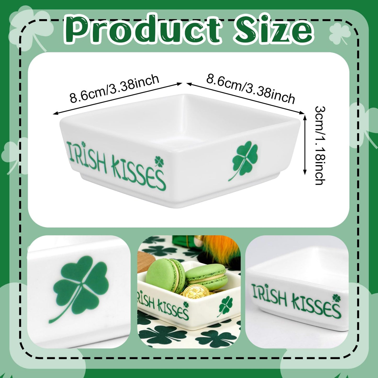 ISTOOLL St Patricks Day Decorations-2pcs Ceramics St Patrick's Day Candy Dish-St Patrick's Candy Storage for Home Kitchen Tiered Tray Table Party Centerpieces Decor