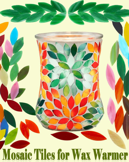 200g Flower Petal Stained Glass Tiles for Craft, 2inch Leaf Mosaic Tiles Pieces Kit for DIY Coaster Trivet Planter Mirror Lamp House Number Home Decorations (Summer Mixed)