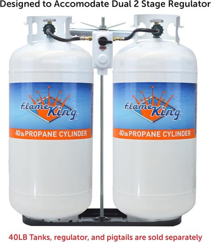 Flame King Dual RV Propane Tank Cylinder Rack - Holds 40lb Tanks for RVs & Trailers - KT40MNT