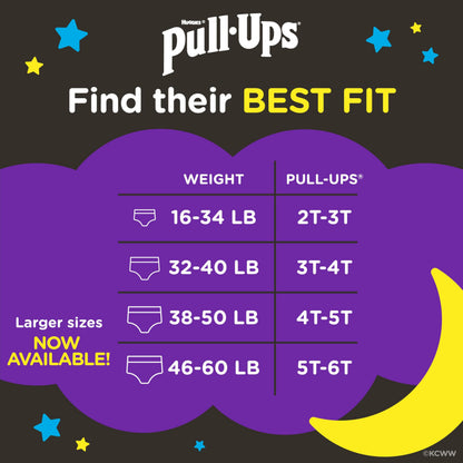 Pull-Ups Boys' Night-Time Potty Training Pants, Size 4T-5T Overnight Training Underwear (38-50 lbs), 52 Ct