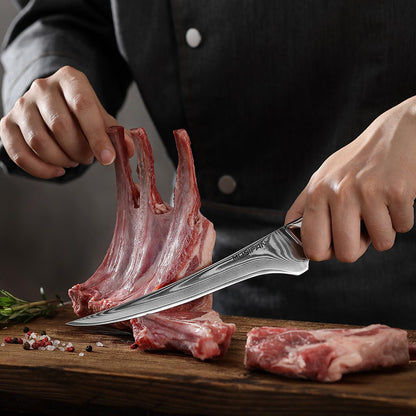 Musifan Fillet Knife 7 Inch, Precision Boning Knife for Efficient Meat Cutting and Boning， Boning Knife in high Carbon Steel