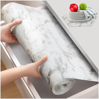 Beautysaid Shelf and Drawer Liner for Kitchen Cabinet, Non Adhesive Non Slip Shelf Paper Waterproof Washable Thickened for Dresser Pantry Shelve Bathroom Protector Liner(Marble,23.6 in x 20 FT)
