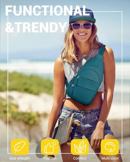 Tuwubi Crossbody Bags for Women, Sling Bag for Men, Small Hiking Backpack Anti Theft Lightweight for Outdoors Travel (M, Black)