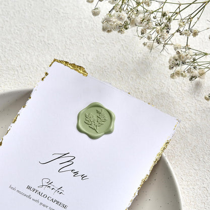 UNIQOOO Wax Seal Stickers - Eucalyptus Wedding Invitation Envelope Seal Stickers, 50 Pcs Self- Adhesive Sage Green Stickers, Perfect for Invitation, Christmas, Gift Wrapping