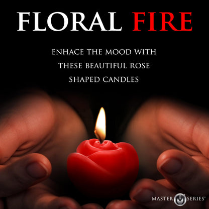 MASTER SERIES Fire Garden 3pc Rose Candle Set for Wax Play – Unscented, Low Melting Point for Beginners, Couples, Men & Women – Pairs with Rose Candle Holder – Black, Purple, Red, 3 Pieces.