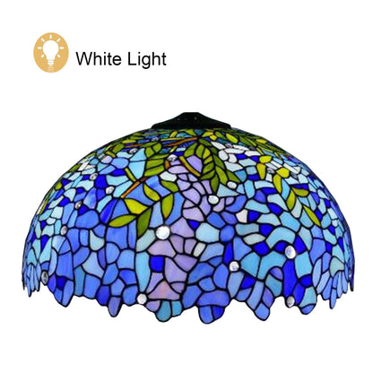 20 Inch Lamp Shade Replacement, Only Tiffany Style Stained Glass Lamp Chimney, Floral Design, Red Green Pink Blue Yellow Fit for Table Lamp, Pendant Light, Floor Lamp,Wisteria