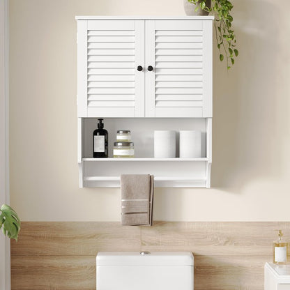 ChooChoo Medicine Cabinet, Bathroom Wall Cabinet, 2 Doors Over The Toilet Space Saver Storage Cabinet with Large Space, White
