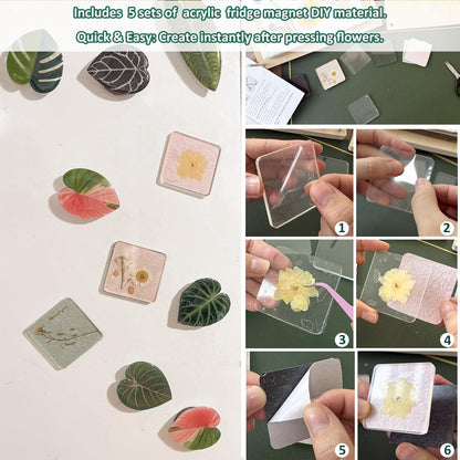 KAXYEW Large Flower Press Kit, 11"x11" Wooden Flowers Pressing Boards with Storage Bag, DIY Pressed Flowers Art - Fridge Magnet Bookmark Art Craftst Presservation Gifts for Flower Plant Lovers