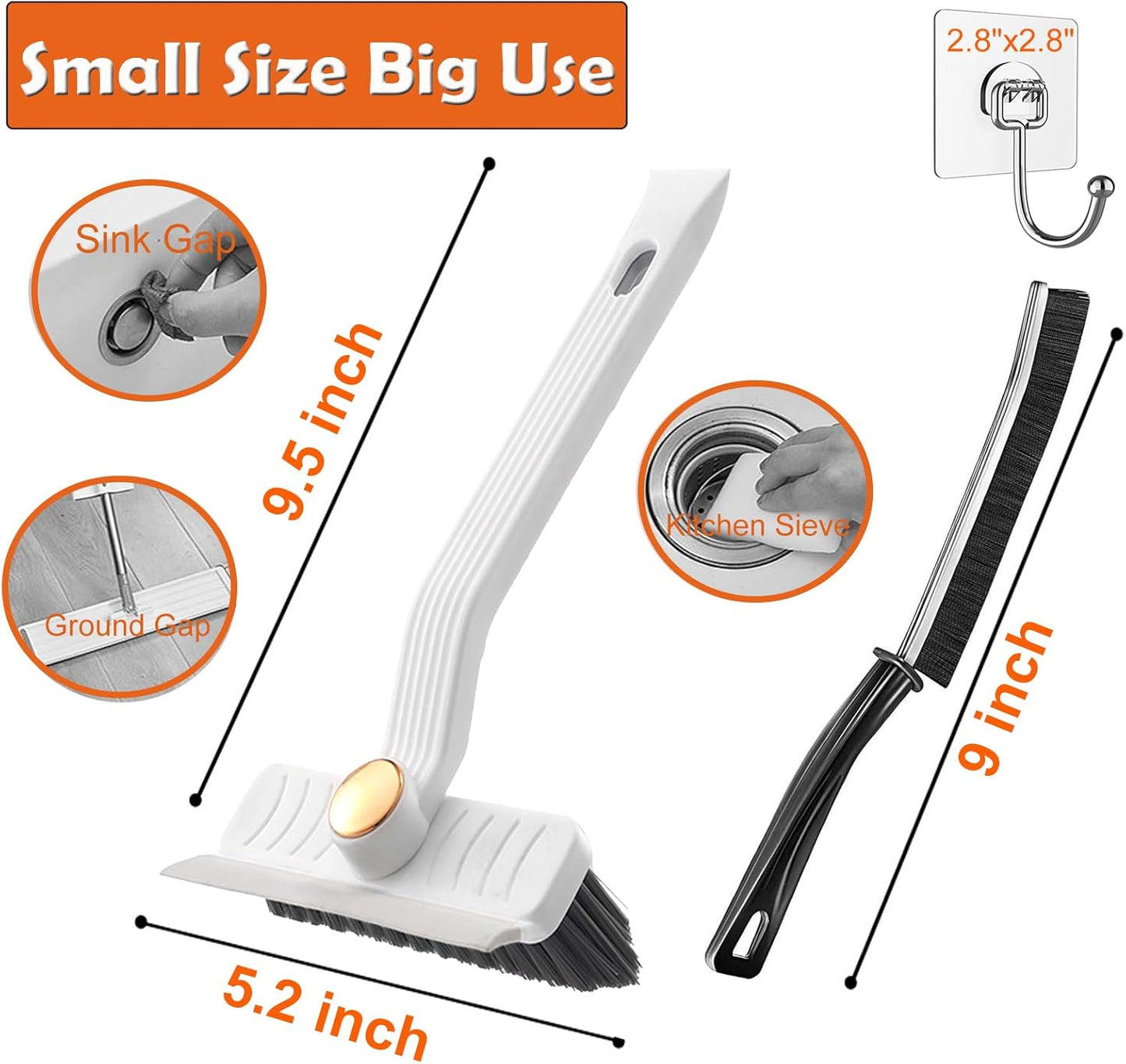 Hard Bristle Crevice Cleaning Brush Set for Small Gaps, Rotating Brushes for Grout, Toilet, Shower, Tile Cleaning Tools