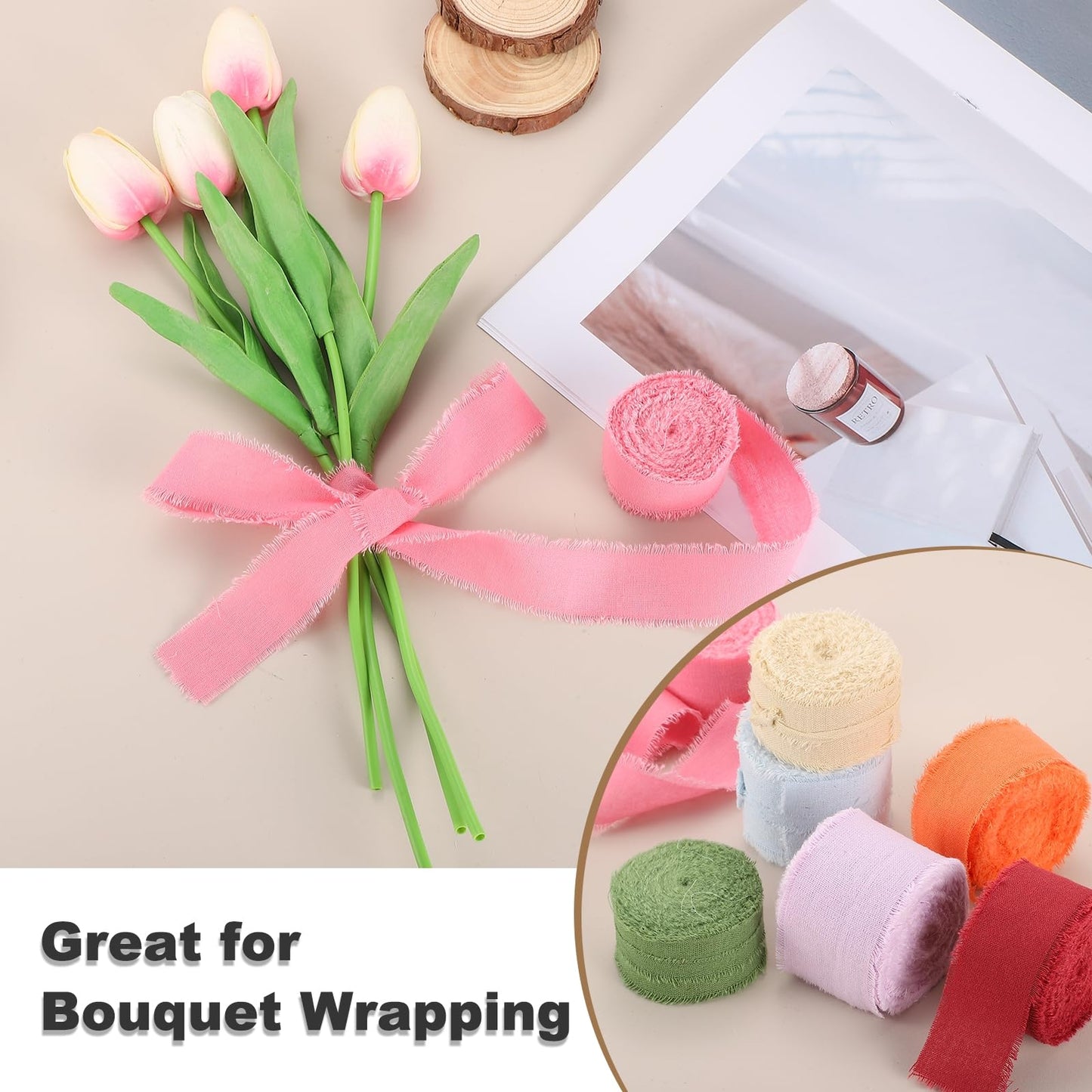 PATIKIL 1 Inch Cotton Ribbon, 3 Roll Total 21 Yard Cotton Frayed Fringe Ribbon for Gift Wrapping Flower Bouquet Wedding Invitations DIY Crafts Decor, Burgundy