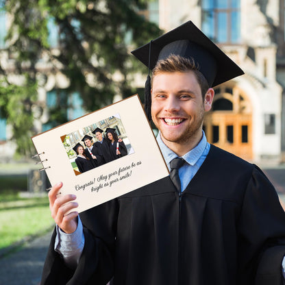Chunful 2026 Graduation Guest Book with Wood Graduation Photo Guestbook Sign with Stand Pen Photo Stickers Memory Scrapbook Album DIY Kit Grad Gifts for College High School Grad Party Supplies