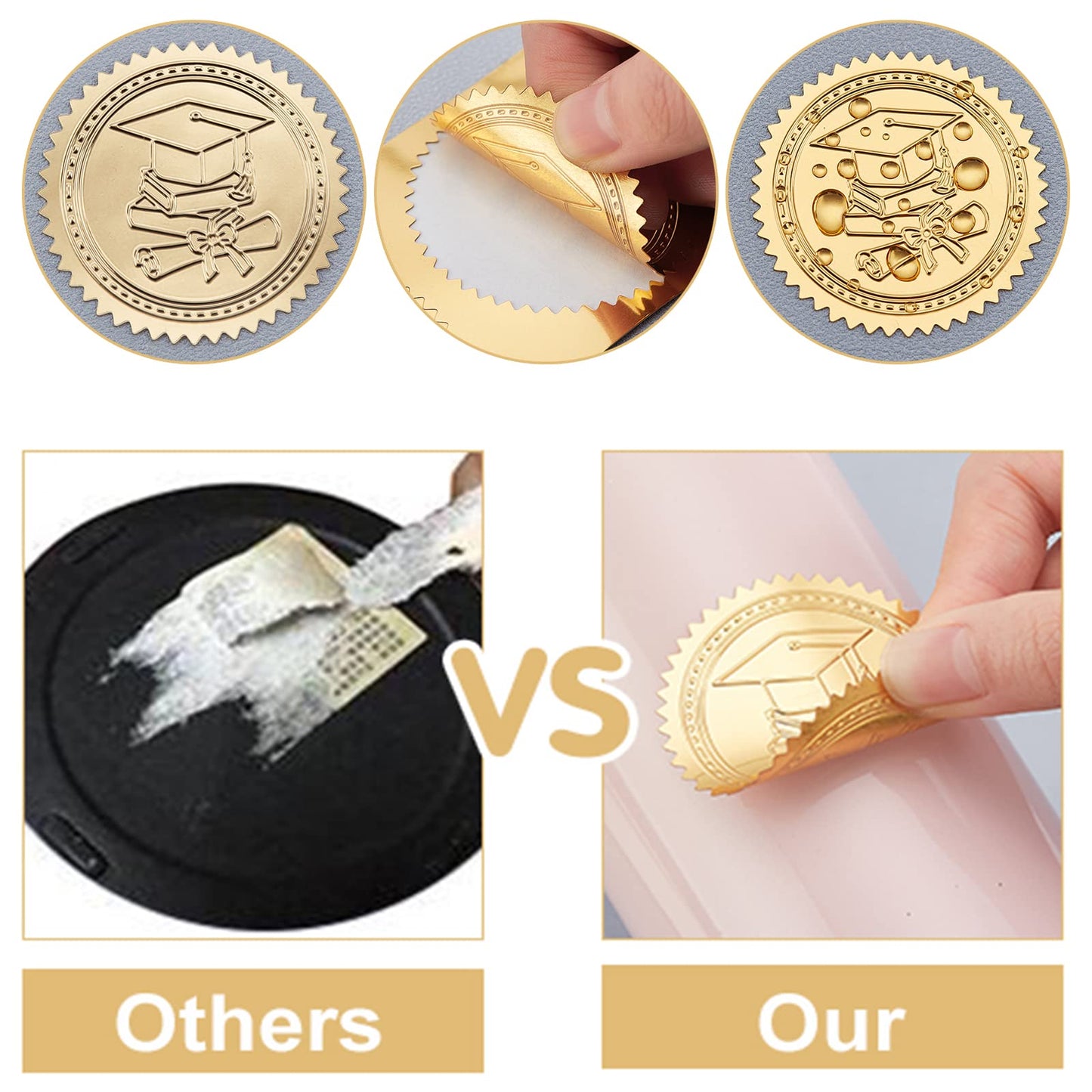 CRASPIRE Palm Coconut Tree Stickers 2" Gold Envelope Seals 100pcs Summer Sea Seagull Beach Embossed Foil Seals Adhesive Seal Stickers Label for Wedding Invitations Card Making Gift Packaging