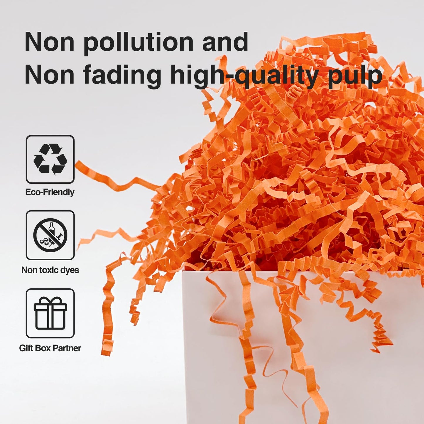 Corlcol 1LB Crinkle Cut Paper Shred Filler for Gift Box Bag and Basket On Halloween(Orange)