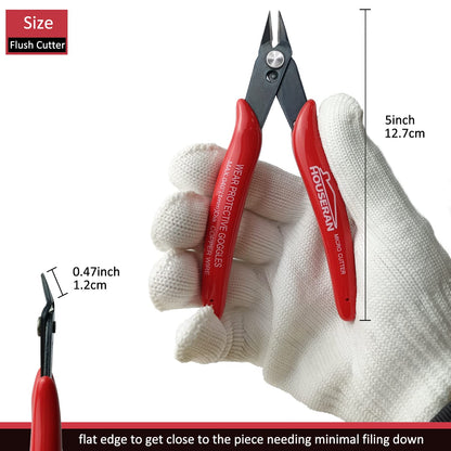 HOUSERAN 170 Wire Cutters, 10 PACK, 5 Inch Micro Flush Cutter, Small Wire Cutters Spring Loaded Cutting Pliers, Side Cutters, Diagoanl Cutters for Jewelry Making, Models, Zip Ties Plastic Wire Snips