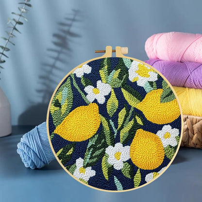 Punch Needle Kits Lemon Spice DIY Embroidery Starter Set with Hoop Easy for Beginners Stress Relief Handmade Craft Hobby and Home Decor 20x20cm-10