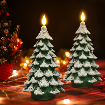 PChero Christmas Tree LED Candle with Remote Timer, 4.13x7.9 Inch Real Wax Battery Operated Pillar Candle Flameless Flickering for Xmas Eve Gift Holiday Home Party Room House Decor