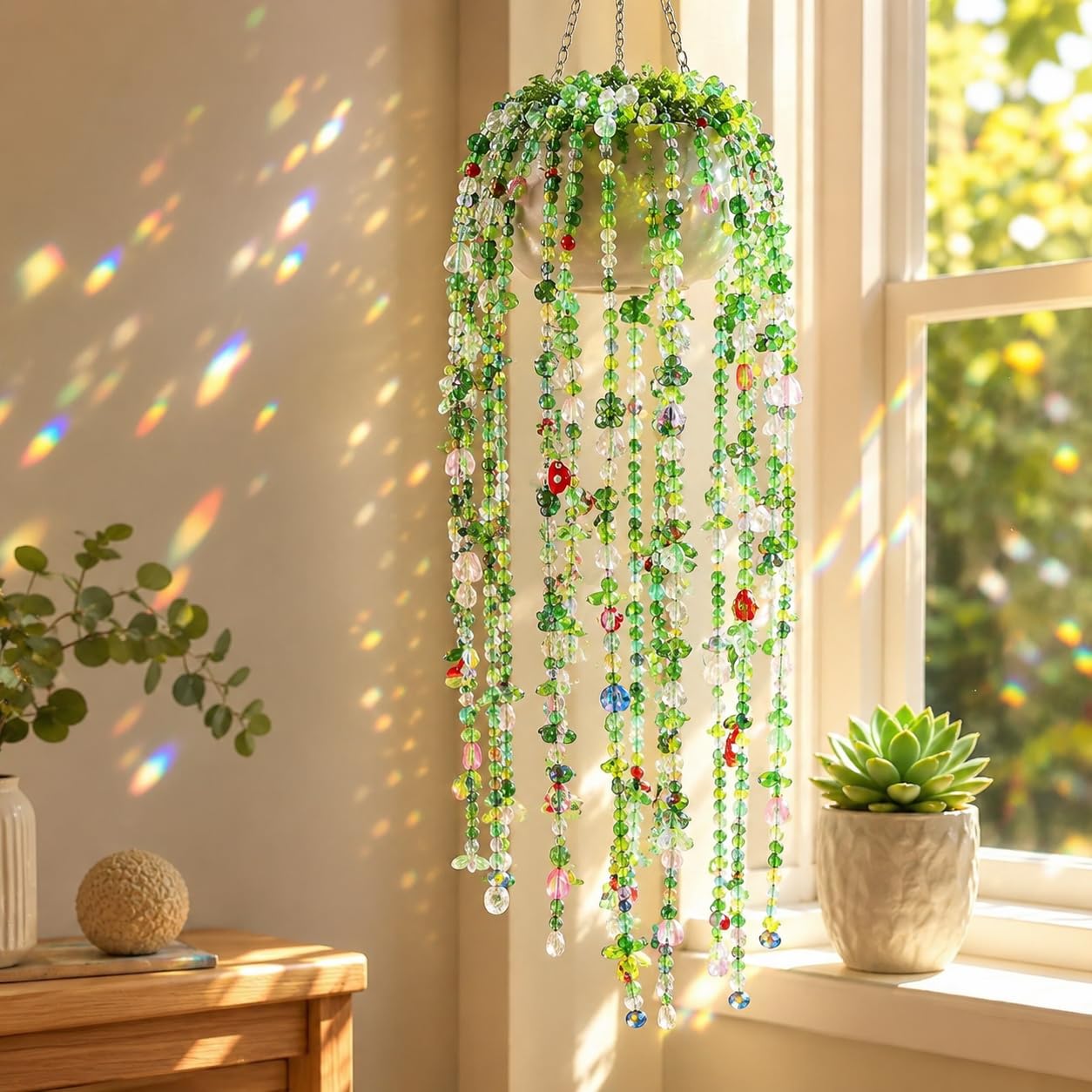 5422PCS Forever Plant Bead Kit, Green Glass Beads for Beaded Plants & Succulent DIY Crafts, Sun Catcher Home Decor Kit with Leaf Flower Beads, Moss, Floral Wire,Bead Stop Clamp (no pot & foam block)