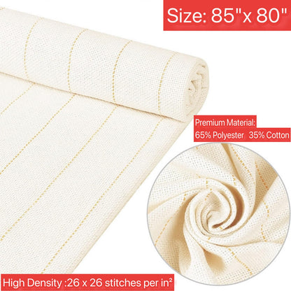 85" X 80" Large Marked Primary Tufting Cloth - Large Monk's Cloth for Rug Tufting and DIY Rug-Making with Tufting Guns and Punch Needles