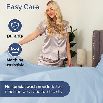 Skiennix Twin Size 3-Piece Sheet Set - Ultra-Soft Cooling Bed Sheets - Deep Pockets, Wrinkle-Free, Sky Blue