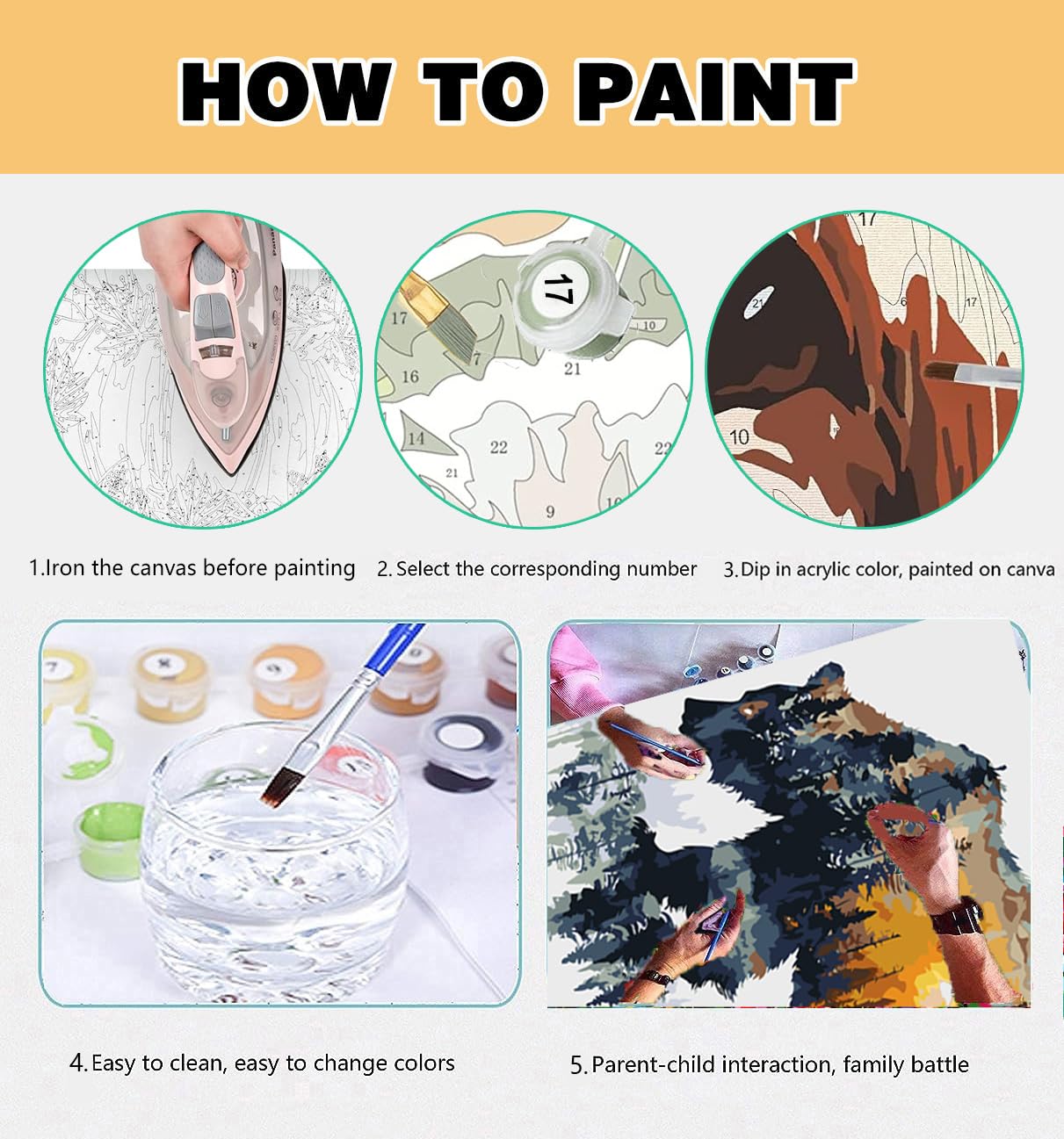 Paint by Numbers for Adults Forest Bear Paint by Numbers Kits for Beginner, DIY Acrylic Paint by Number on Canvas Easy Animal Paint by Numbers for Adults Home Wall Decor 16X16 Inch Without Frame