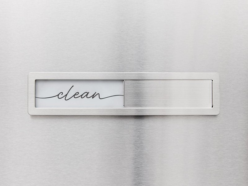 Stainless Steel Clean Dirty Magnet for Dishwasher, Black & White Script Dishwasher Magnet Clean Dirty Sign, Premium Clean/Dirty Dish Washer Magnets with Protective Backing, Rustic Kitchen Dish Sign