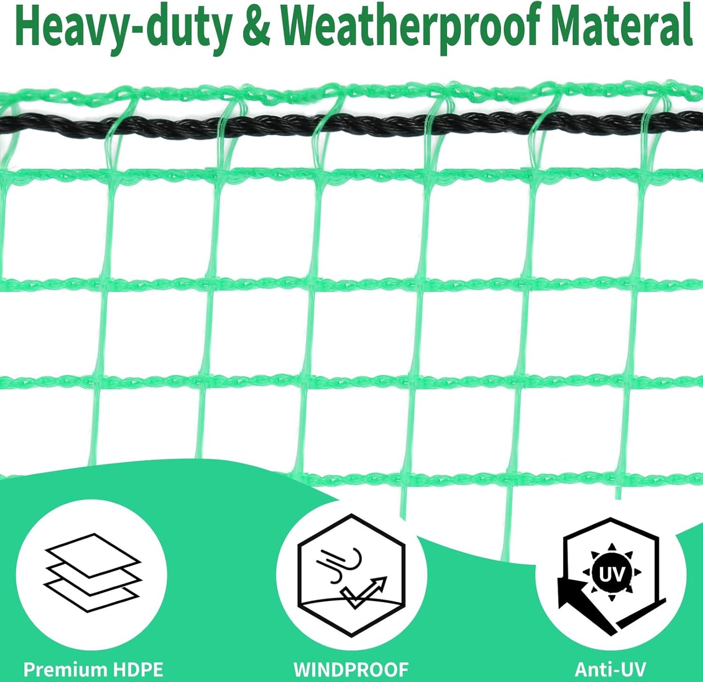 5x100ft Deer Fence Netting, Heavy Duty Plastic Mesh Fence for Deer, Rabbits, Birds & Chickens, Green Garden Netting