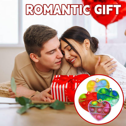 EFZXIB Valentine’s Day Heart Mini Pop Keychains 50 Pack –10 Colors with 5 Each Mini Heart-Shaped Bubble Fidget Keychain Stress Relief Sensory Toy Party Favors for Kids, Classroom Gifts