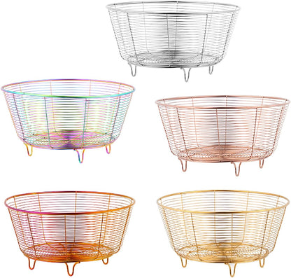 Meisha Round Fruit Bowl, Creative Mesh Dish Basket, Large Metal Wire Storage for Fruit, Vegetables, Snacks