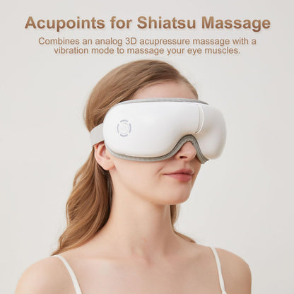 LAOBEN Eye Massager with Heat, Heated Eye Mask with Bluetooth Music, Massages Eye Muscles, Eye Care Gift with 5 Massage Modes and 180° Folding Design, Gifts for Friend, Mom and Dad