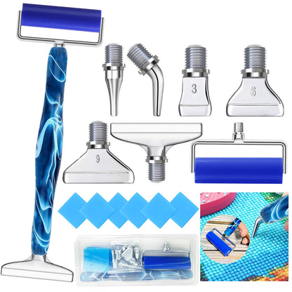 Diamond Art Pens Tools Diamond Painting Pen Accessories Kits with Screw Metal Tip Roller Drill Bead Dot Pens for Art Craft Nail (Blue Pen Silver 6)