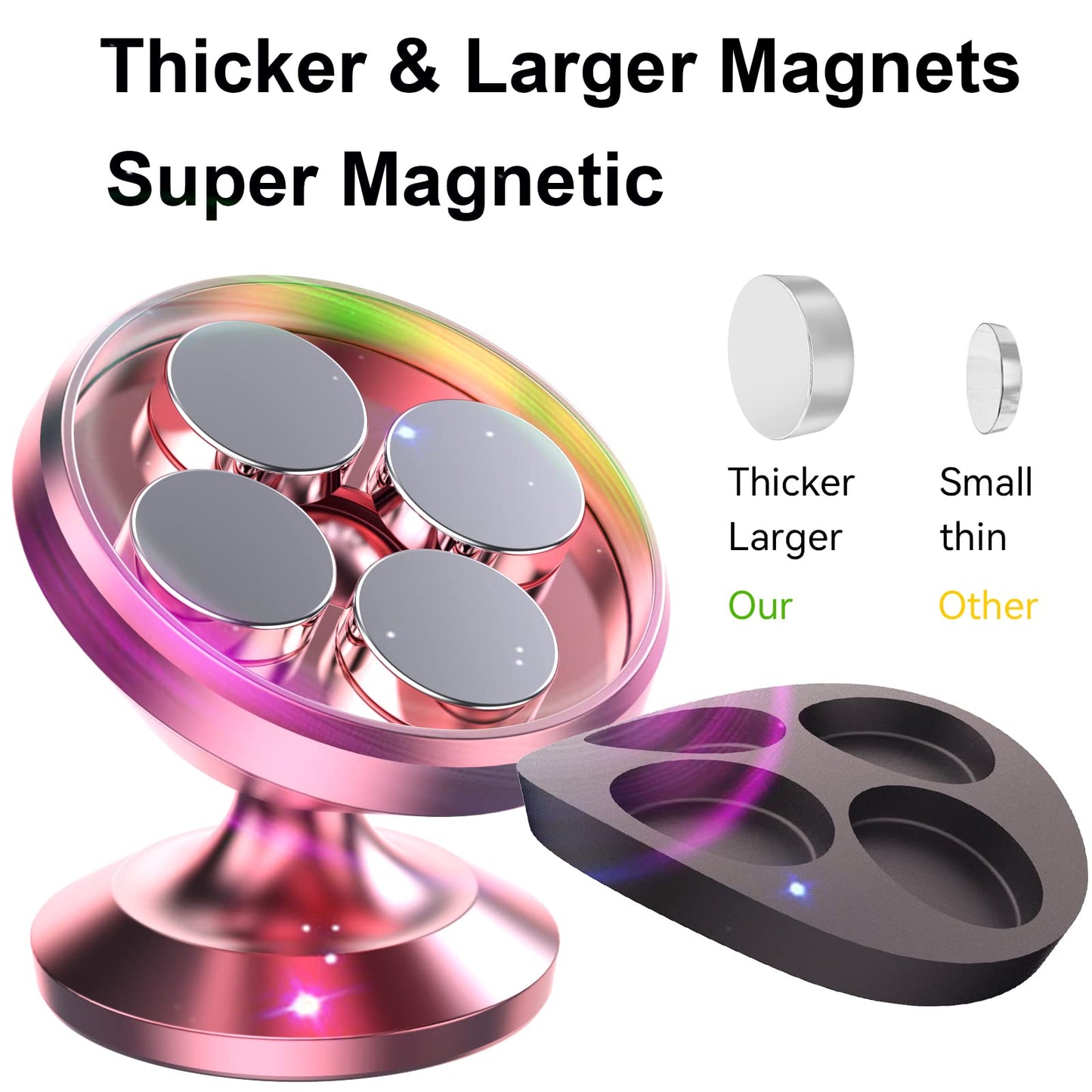 Coolpow【2 Packs 】Magnetic Phone Holder for car【Strong Magnet】phone holders for your car phone holder Mount for Car【4 Metal Plate】Universal Dash cell phone car mount for iphone Samsung car accessories