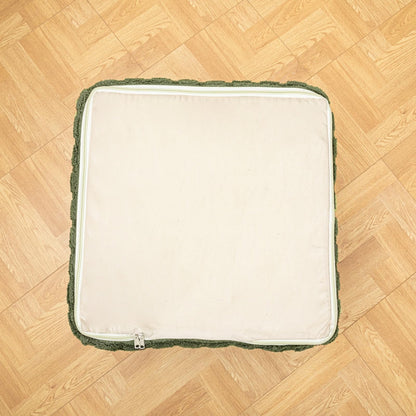 Poofieotto 20x20x14 Inches Fluffy Square Pouf Ottoman - Plush Furry Boneless Ottoman Foot Rest Stool with High-Density Foam, Versatile Floor Seating for Living Room (Green)