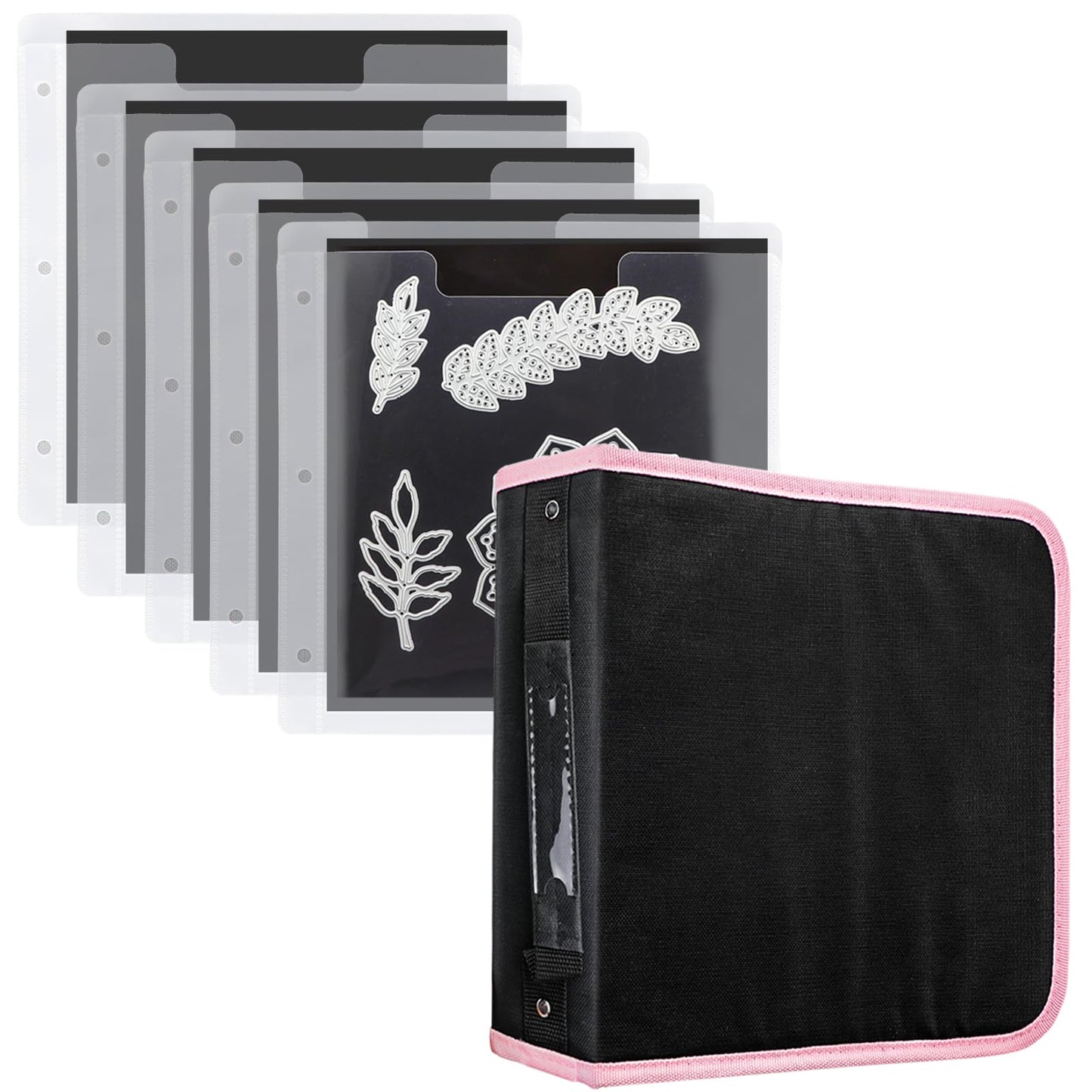10 PCS 6.5 Inch Stamp and Die Storage Bag with Rubber Magnetic Sheets and Die Cut Storage Pockets Envelopes Binder, Die Storage Set Stencil Organizer for Card Making & Scrapbooking