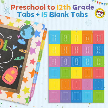 Scrapbooking Albums for Kids School Years Memory Book, Preschool to 12th Grade, 17 Pocket Pages for Photos & Artwork, Includes Birthday/Christmas/Halloween Pages, Index Tabs & Ruler, Gift-Ready Box