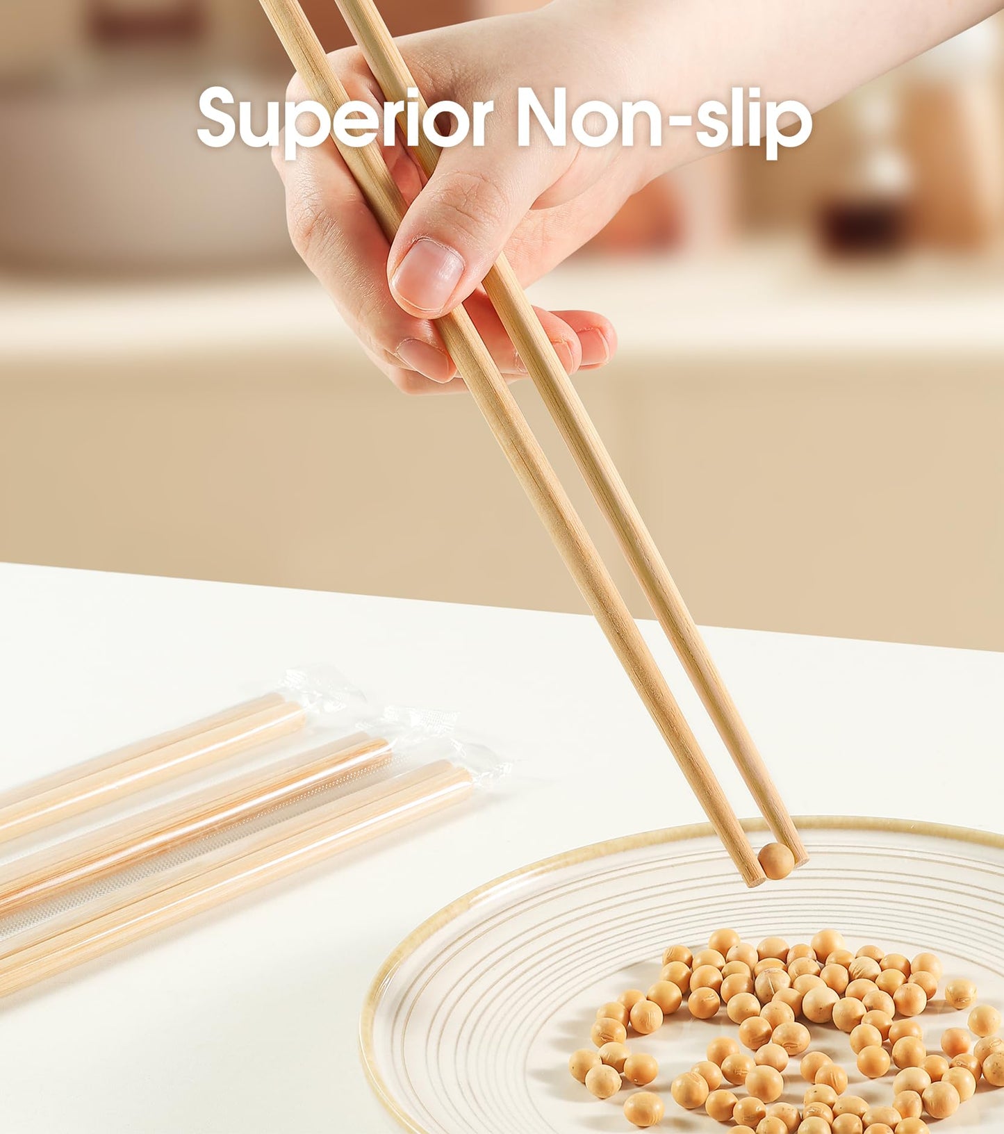 LOROTOCO 200Pairs Bamboo Chopsticks Disposable | Individually Wrapped | Bulk | Separated | Round | Premium Quality-（9.45in)