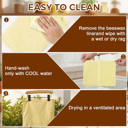 2 Packs Beeswax Bread Bags for Sourdough, Reusable Bread Bags for Homemade Sourdough, Food Grade Cotton Bees Wax Bag