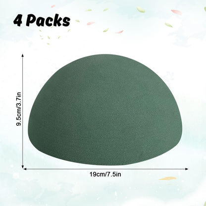 STEFORD 4 PCS Round Floral Foam Blocks Half Balls, Wet & Dry Green Flower Foam for Fresh and Artificial Flower Arrangements (7.5 x 3.7 Inches)