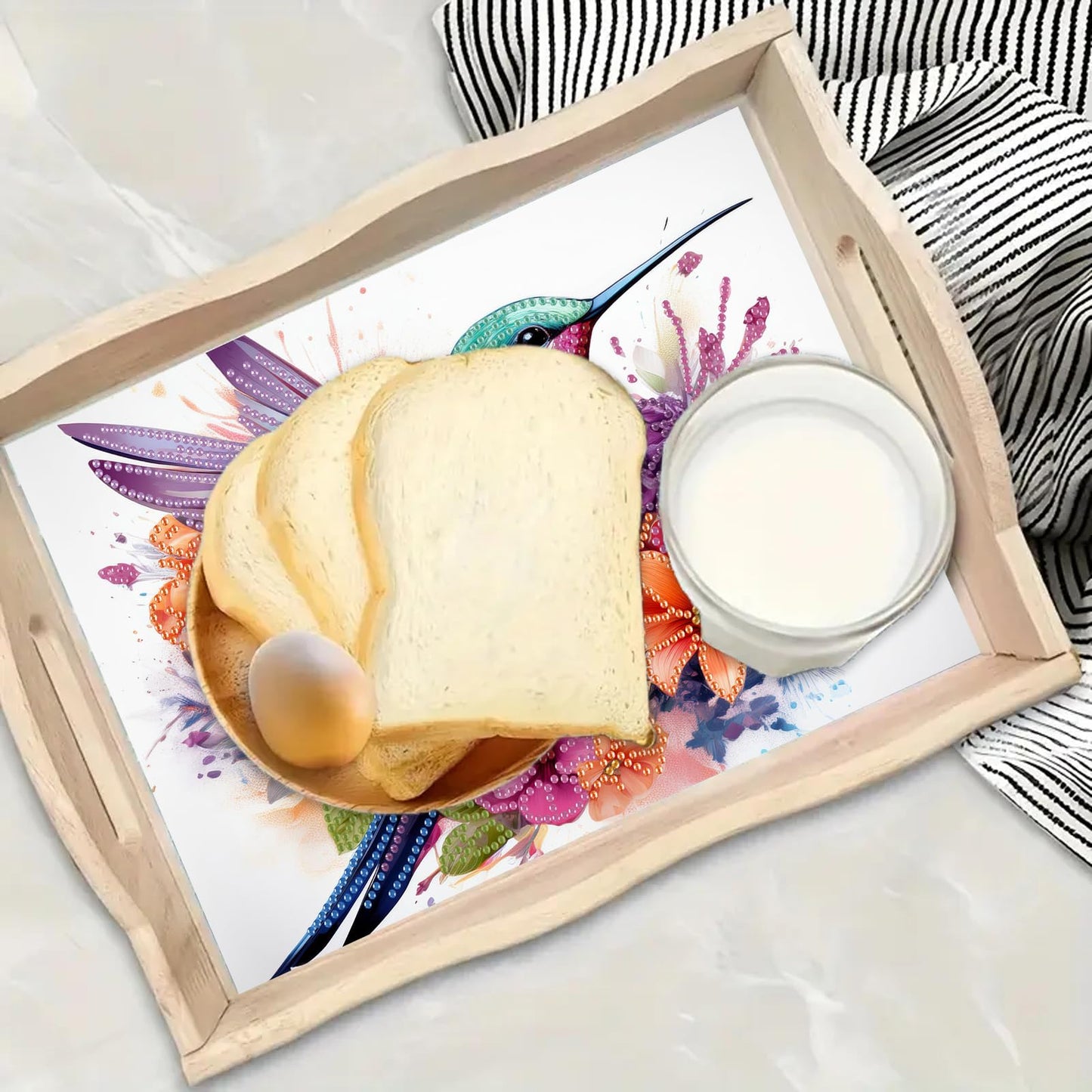 SHLUHA Diamond Art Kits for Adults Wooden Serving Trays with Handle Food Tray for Breakfast Home Decor Gift