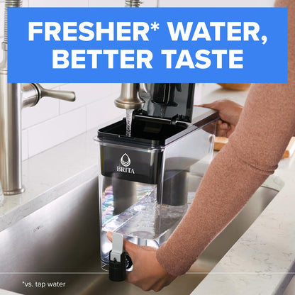 Brita 27 Cup Water Filter Dispenser with Elite Filter, NSF Certified to Remove 99% of Lead, Reduces 30 Contaminants Including Microplastics, Mercury & Chlorine, SmartLight Indicator, BPA-Free, Black