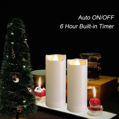 LED Battery Operated Candles 2"x5" Plastic Flickering Flameless Candles with Timer Outdoor Waterproof Wedding Party Halloween Christmas Birthday Decoration Gifts Realistic Slim Tall Pillar Candles