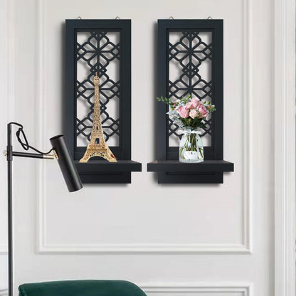 ZOLAPI Set of 2 Candle Sconces, Farmhouse Accent Wall Sconce, Black Candle Holder Wall Decorations for Home Décor, Living Room, Dining Room.(15 x6 in)