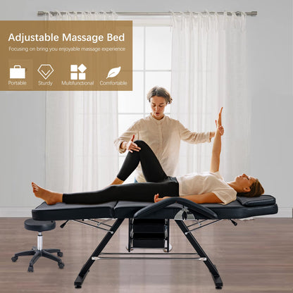 Tattoo Chair Adjustable Folding Salon Bed with Hydraulic Stool Massage Bed for Professional Massage Beauty Spa Black,Bed Table Adjustable Beauty Barber Spa Beauty Equipment 72.8" L x24.4 W x 27.6" H