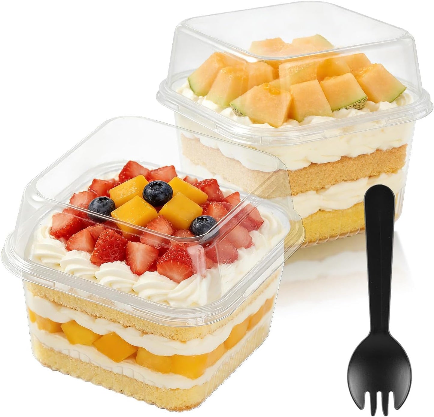200 Pack 8 oz Plastic Dessert Cups with Lids and Forks, Disposable Cupcake Ice Cream Bowls Tiramisu Containers