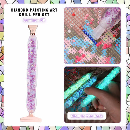 FOVIUPET 20pcs Diamond Painting Art Drill Pen Set, Resin Luminous 5D Point Drill Pen Tools with Metal/Resin Tips, Cross Stitch Diamond Rhinestone Beads Picker DIY Nail Art Embroidery Tools (Purple)
