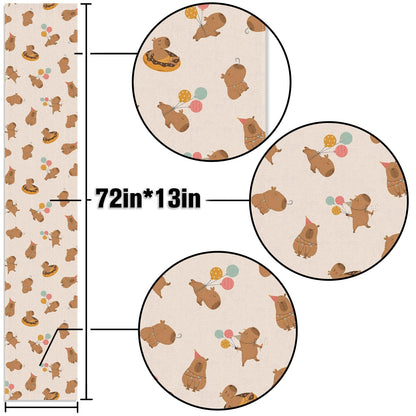 Buxiuer Capybara Birthday Party Decorations Capibara Table Runner Kids Cute Animals Dining Room Home Kitchen Table Decor