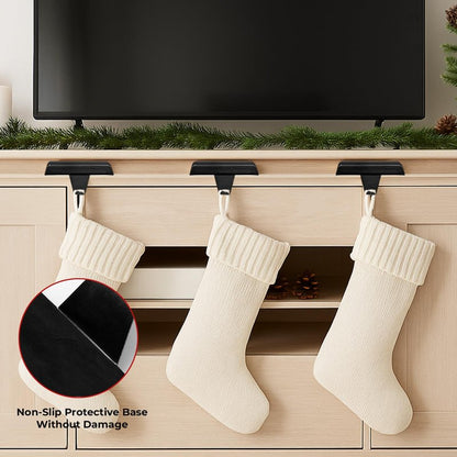 Btanadi Stocking Holders for Mantle Set of 6, Metal Christmas Stocking Holder, Weighted Stocking Hangers with Non-Slip Protective Pad, Mantle Garland Hanger for TV Stand | Staircase | Dresser