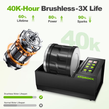 A1 Professional Rock Tumbler Kit, 4LB Extra-Large Barrel with Cutting-Edge Brushless Motor, Adjustable Speed & Timer, Durable Metal Base for Adults & Rock Collectors – Includes Full Accessories
