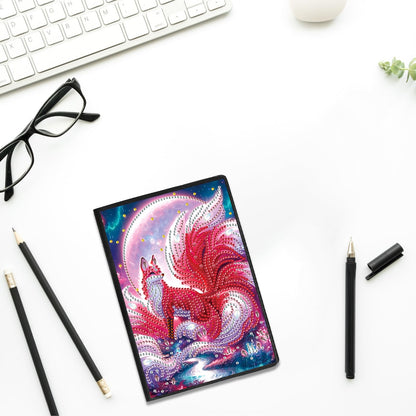 JZHYOAN Animal Diamond Painting Blank Notebook DIY Nine-Tailed Fox Special Pattern Diamond Art Dairy Travel Drawing Message Journal Gem Art Sketchbook Mosaic Cross-Stitch Notepad for Office Beginners